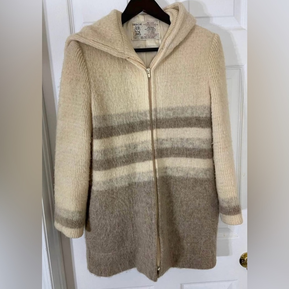 Vintage Hilda Ltd Icelandic Wool Hooded Zip Coat – 100% Wool Size XS - Picture 8 of 9